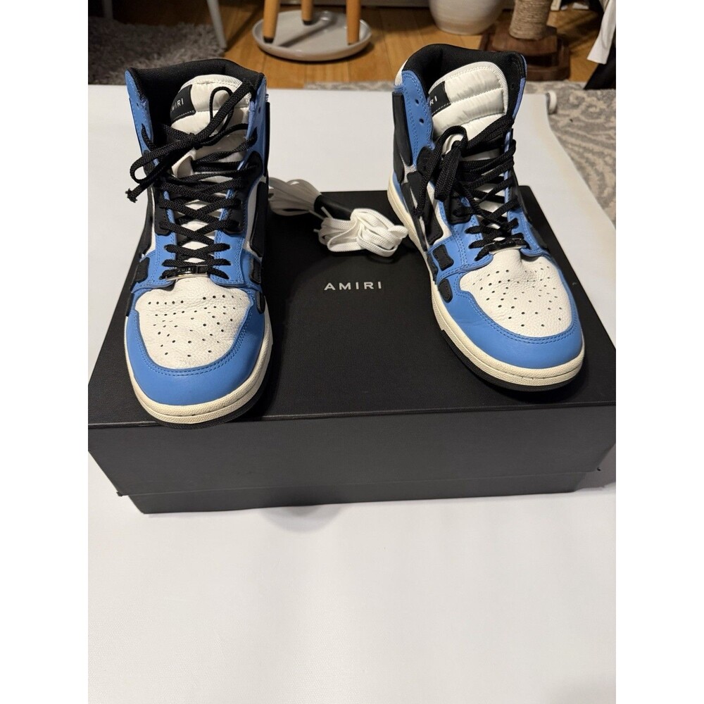 Amiri Skel Size Multicolor Nubuck and Leather High Top Sneakers. US10